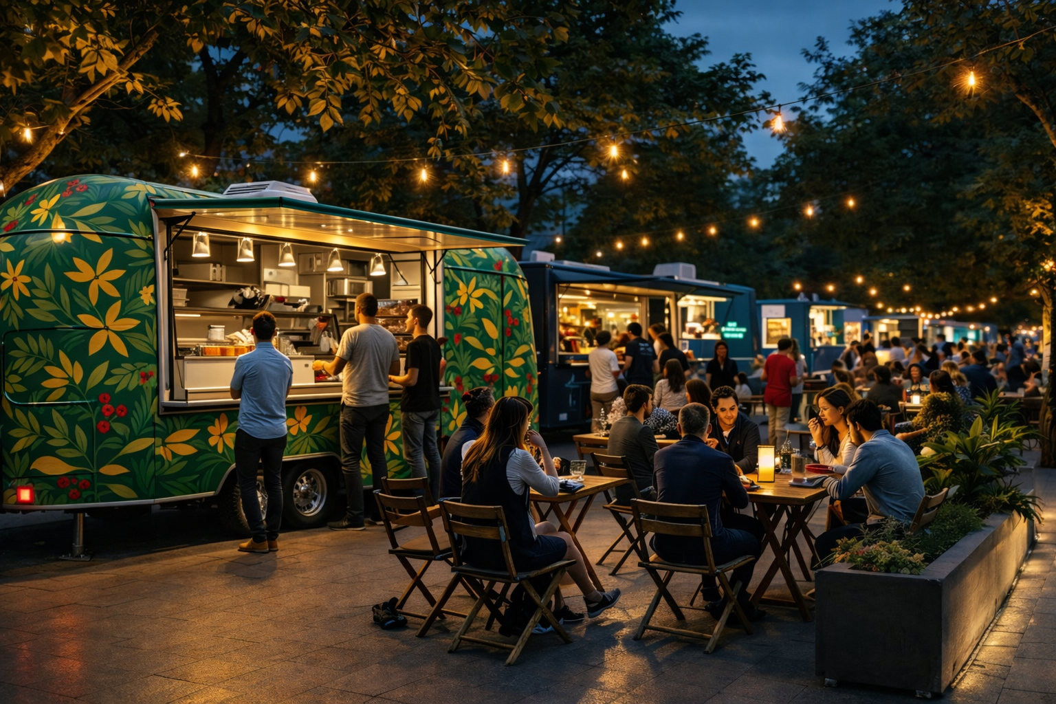 image of outdoor dining experience (for a food truck)